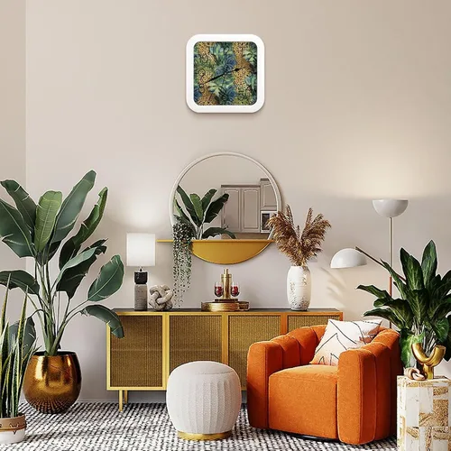 Miniatura 7 de 10" Square Modern Wall Clock,Animal Leopard Jungle Print Kitchen Clocks Wall Battery Operated,Silent Non Ticking Unique Funny Cute Wall Clock for