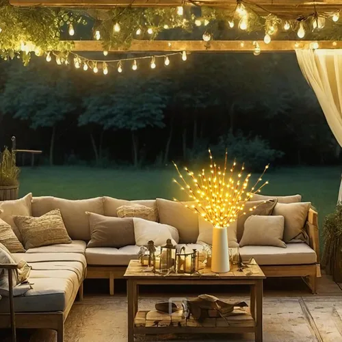 Miniatura 2 de DK177 Juego de 6 luces led para rama con batería, jarrón de sauce artificial, rama pequeña, potencia marrón, 30 pulgadas, 20 LED para decoración