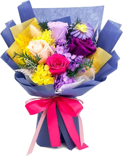 QOEAZY Flores para entrega, ramo de flores preservadas con caja de regalo, regalos de rosas para mujeres, mamá, abuela
