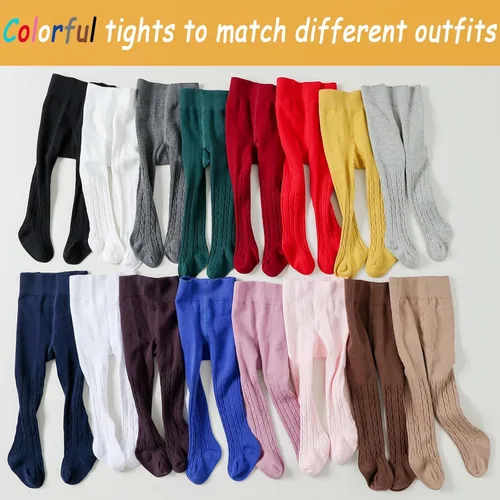 Miniatura 7 de Mini angel Mallas de punto trenzado para bebé niña, medias de algodón sin costuras, medias cálidas de invierno, paquete de 345