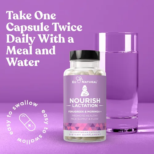 Miniatura 4 de Eu Natural Suplemento nutritivo para lactancia, apoyo posparto para un flujo y producción de leche saludables, cápsulas de fenogreco para mujeres