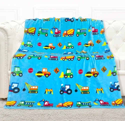 mermaker Mantas de camión de construcción para niños, 380 GSM, manta de vehículos de construcción para niños y niñas, manta de forro polar suave