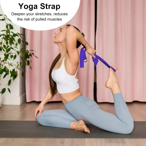 Miniatura 7 de Juego de 2 bloques de yoga y 2 correas de yoga, bloques de espuma EVA antideslizantes, ladrillos de yoga de alta densidad con correa de 6 pies