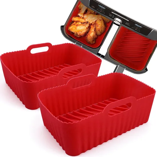 Miniatura 15 de WMKGG Papel pergamino rectangular para freidora de aire, 100 forros desechables perforados para freidora de aire con 2 alfombrillas de parrilla