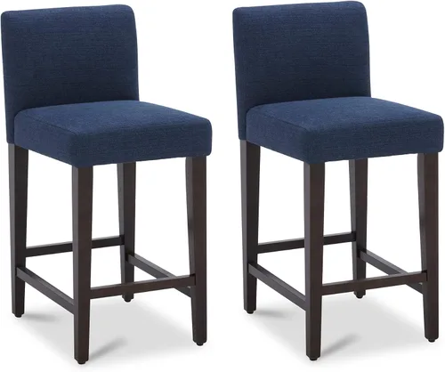 Miniatura 15 de CHITA Juego de 2 taburetes de bar de altura de mostrador, taburetes de bar tapizados de altura de asiento de 27 pulgadas, cuero sintético en negro