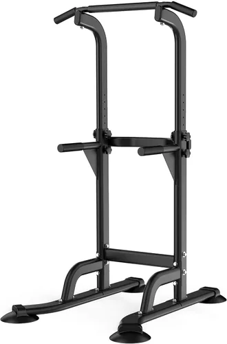 DONIUZ Torre de Potencia Barra de Dominadas y Estación de Fondos, Gimnasio Multifuncional para Casa, Equipo de Entrenamiento de Fuerza, Altura Negro