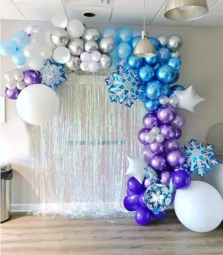 Miniatura 5 de Juego de globos azules y morados, 50 unidades de globos azules de 12 pulgadas de sirena, globos metálicos morados y blancos de látex, globos