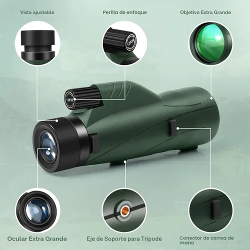 Miniatura 4 de Telescopio monocular de 12 x 56 pulgadas de alta potencia para adultos Viene con adaptador para smartphone, trípode, bolsa de viaje Para
