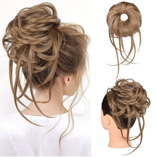 Miniatura 9 de HOOJIH Pieza de cabello estilo moño desordenado - Extensiones de cabello superlargas estilo moño rizado, envoltura de cabello ondulado, accesorio