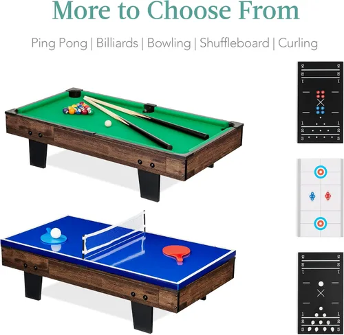 Miniatura 4 de Best Choice Products Serie de mesas de juegos múltiples – Mesas de juego interactivas 4 en 1 y 11 en 1 para niños con futbolín, hockey sobre aire