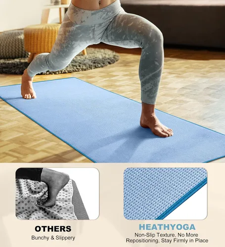 Miniatura 5 de Heathyoga Toalla de yoga caliente antideslizante, toalla de microfibra antideslizante, diseño exclusivo de bolsillos en las esquinas, doble agarre
