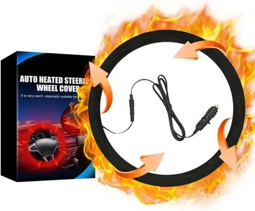 Funda térmica universal para volante de 12 V, calentador de volante de 14.5 a 15.5 pulgadas, cubierta protectora para volante de automóvil, camión,