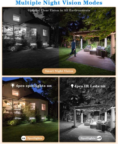 Miniatura 5 de Sistema de cámara de seguridad inalámbrica para exteriores para el hogar, ZHXINSD Juego de 4 cámaras con lente dual 6MP 10X Zoom híbrido 360°
