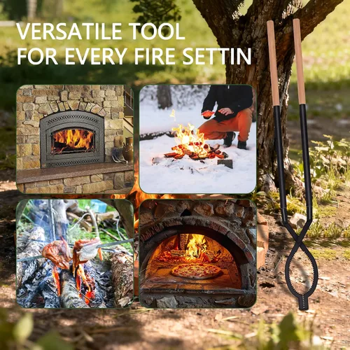 Miniatura 7 de Pinzas grandes para chimenea de 42 pulgadas con forma de tijera dentada, pinzas portátiles expandibles para hogueras al aire libre, agarrador
