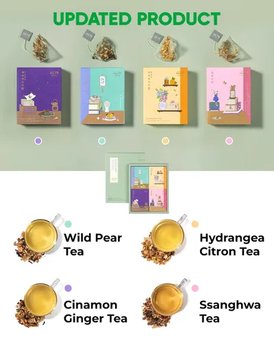 Miniatura 4 de Ssanggye Hanchasilok - Juego de regalo tradicional de té del rey, 1 onza (12 unidades, 4 sabores x 3EA) Té coreano de primera calidad mezclado