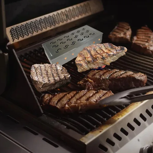Miniatura 8 de La Cuisine - Caja de ahumador para parrilla de carbón y gas de acero inoxidable, caja de ahumador de virutas de madera para barbacoa, mejora
