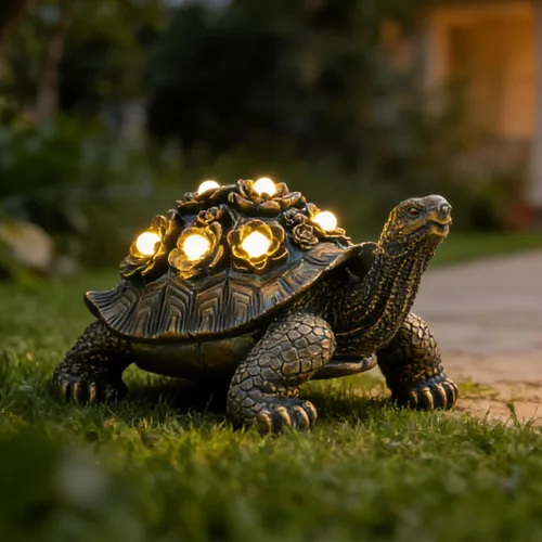 Miniatura 10 de Estatua de tortuga para exteriores, 2 piezas, estatua de jardín de tortuga, decoración al aire libre, escultura, decoración de resina, patio, 2