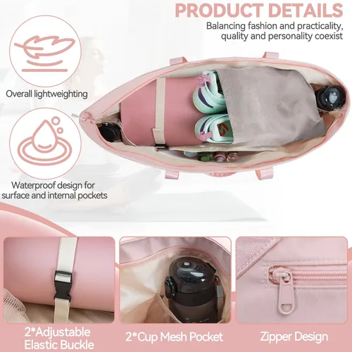 Miniatura 3 de Large Yoga Mat Tote Bag for Women with Holder Strap,Pilates Gym Tote Bag with Shoes Bag & Wet Pocket