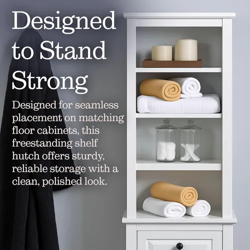 Miniatura 4 de Alaterre Furniture Dorset - Estantería de baño de 13 pulgadas de profundidad con estantes ajustables, armario de baño blanco para toallas, artículos