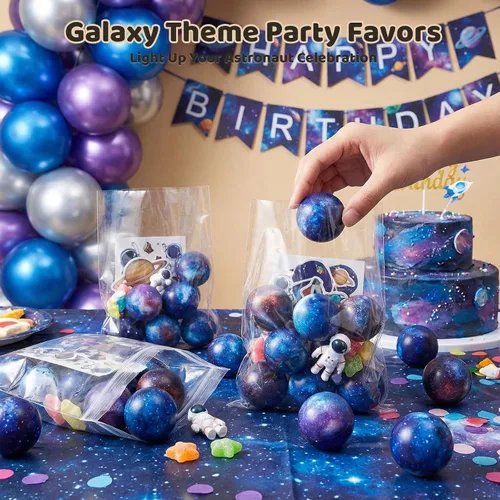 Miniatura 4 de LovesTown Bolas de espuma de galaxia, 12 bolas estrujables de 2 pulgadas para aliviar el estrés, espacio exterior, fiesta de astronautas