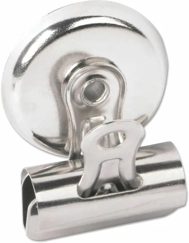 Universal 31260 Bulldog - Clips magnéticos de metal, capacidad de 7/16 pulgadas, 1 1/4 pulgadas de ancho, niquelado, paquete de 18