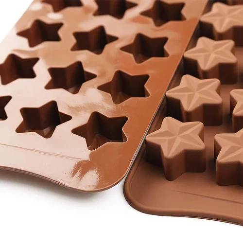 Miniatura 2 de homEdge Molde de chocolate con forma de estrella de 15 cavidades, juego de 4 moldes de silicona antiadherentes para gelatina de chocolate