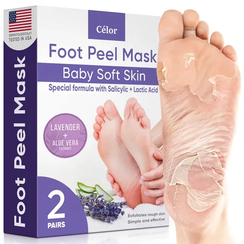 Máscara exfoliante para pies - Máscara para pies con piel suave de bebé - Elimina la piel muerta, seca, agrietada y callos, spa para pies, hecha con
