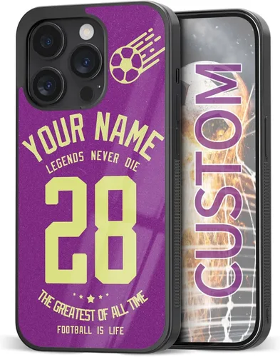 Fundas para teléfono con nombre y números, color morado para iPhone 11 12 13 14 15 16 Pro Max Plus Mini X 7 8 SE para Samsung Galaxy S20 S21 S22 S23