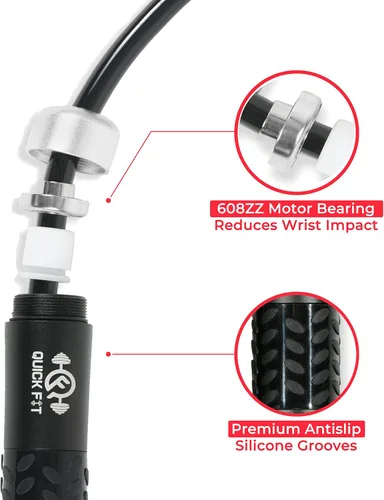 Miniatura 3 de Quick Fit Juego de 2 cuerdas de saltar con peso (1 libra) con cuerda de saltar sin peso, accesorio de ejercicio portátil para cardio, HIIT