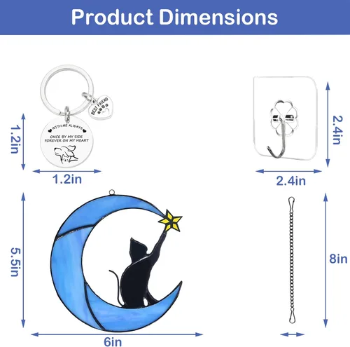 Miniatura 6 de COMFYROOM Atrapasoles para colgar en la ventana de vitral, regalo para amantes de los gatos para mujeres, regalos conmemorativos de gatos por