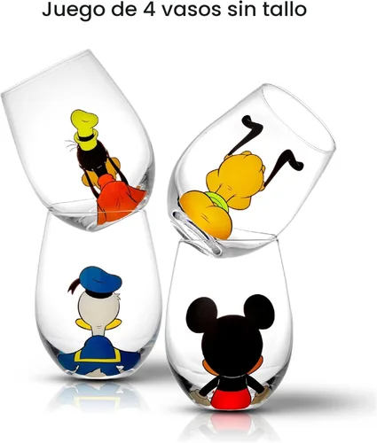 Miniatura 3 de JoyJolt Disney Mickey Mouse Squad Collection Vasos Tumblers. Juego de 4 Copas de Vino sin Tallo de 15 onzas, Vasos sin Tallo para Beber. Artículos