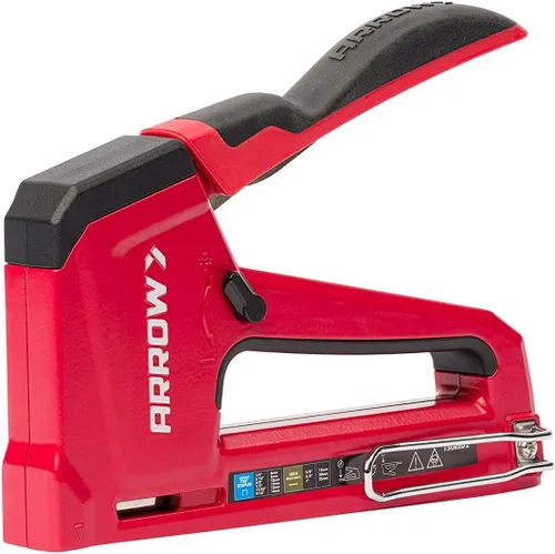Miniatura 6 de Arrow T50RED2 - Pistola de grapas manual 2 en 1 y clavadora de clavos para tapicería, marco, aislamiento, manualidades y muebles, rojo
