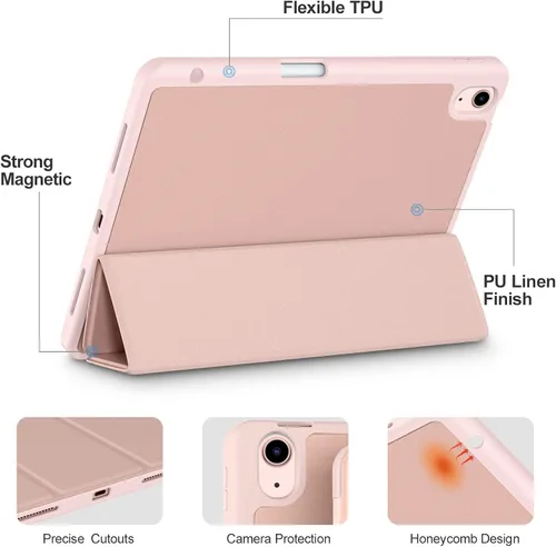 Miniatura 3 de Akkerds Funda compatible con iPad Air de 11 pulgadas de 7ª/6ª generación (M3/M2) 2025/2024, para iPad Air de 5ª/4ª generación de 10.9 pulgadas Rosa