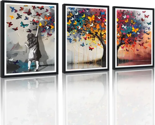 Miniatura 117 de 3 Piezas de Arte de Pared Banksy en Lienzo, Póster de Graffiti, Decoración de Pared con Citas Inspiradoras, Nunca Te Rindas, Obras de Arte para Sala