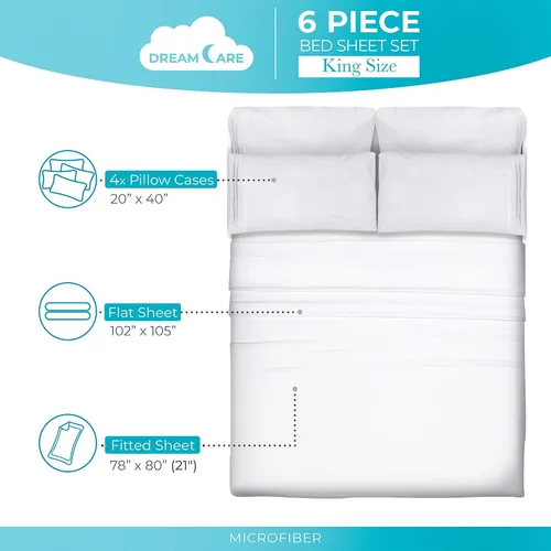 Miniatura 497 de DREAMCARE Juego de sábanas Queen – 6 piezas Sábanas de enfriamiento – hasta 15” Sábanas profundas tamaño Queen – Colección 2500 Supreme – Extra 03