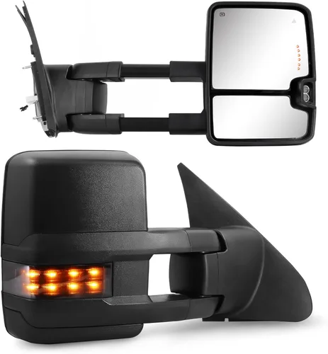Espejos de remolque para Toyota Tundra 2007-2021, espejo de remolque para Toyota Sequoia 2008-2017 con vidrio eléctrico con flecha calentada, luz