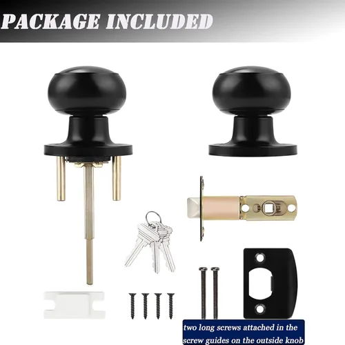 Miniatura 7 de Probrico - Picaporte redondo para puerta con cerradura de seguridad, sin llave, para privacidad y paso, color negro Disponible-609BK, Negro