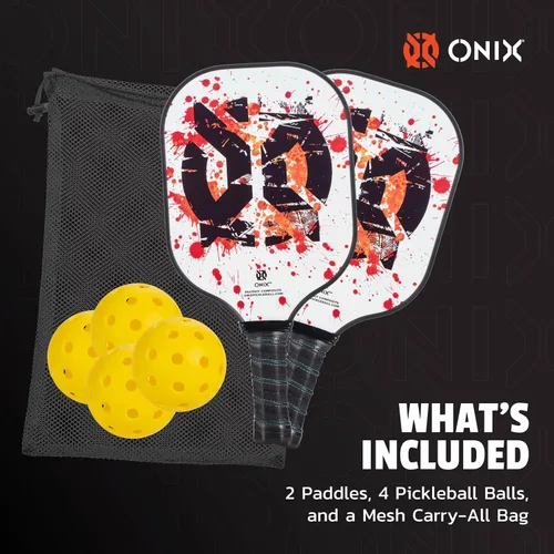 Miniatura 3 de Onix Pickleball Paddle Set with 2 Composite Paddles and 4 Balls — Durable Construction, Stylish Graphics, 90-Day Limited Warranty