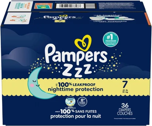 Miniatura 18 de Pampers ZZZ Pañales Nocturnos, Talla 7 (41+ libras), 36 Unidades, Protección Nocturna Pañales Desechables para Bebé, Protección Nocturna contra
