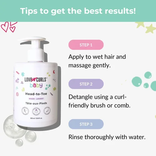 Miniatura 7 de Love Ur Curls - LUCK Baby Head to Toe Wash, suave y sin desgarros, aprobado por pediatra, gel de baño y champú suave sin fragancia ultra suave, todo