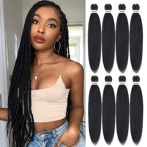 Miniatura 44 de Liang Dian Cabello Trenzado Preestirado Ombre de 12 Pulgadas, 8 Paquetes de Trenzas de Ganchillo Sintéticas, Ajuste con Agua Caliente, Extensiones
