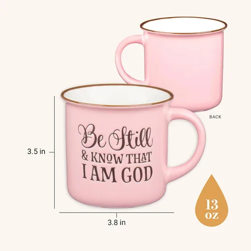 Miniatura 2 de Taza de café de cerámica estilo campamento rosa de Christian Art Gifts – 13 oz. Taza de café y té inspiradora con escritura bíblica segura