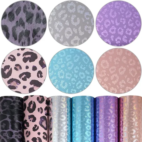 Miniatura 13 de Litchi Paquete de 6 hojas de cuero sintético de 8 x 12 pulgadas para aretes de lazo, tela de vinilo fácil de cortar para Cricut, cuero sintético