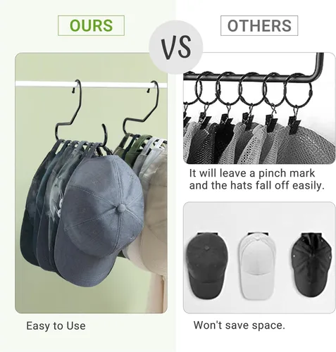 Miniatura 4 de Mkono Organizador de Sombreros para Gorras de Béisbol Perchero de Metal para Sombreros para Armario Juego de 2 Colgadores de Sombreros Soporte