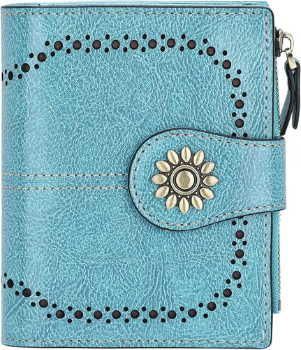 Miniatura 26 de Lavemi Cartera de Piel para Mujer Pequeña Compacta con Bloqueo RFID Estuche para Tarjetas de Crédito Monedero con Bolsillo con Cremallera Small
