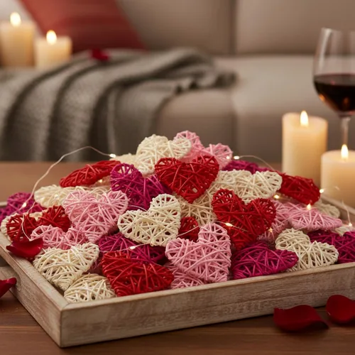 Geosar 24 bolas de ratán en forma de corazón, para el Día de la Madre, 4 colores para boda, bricolaje, mesa, manualidades, centros de mesa,
