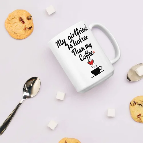 Miniatura 5 de Taza divertida con texto en inglés «My Girlfriend Is Hotter Than My Coffee», regalo de broma para el día de San Valentín, novio y novia, idea