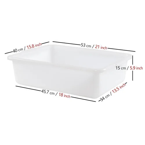 Miniatura 2 de Paquete de 4 cajas de autobús comerciales, caja de almacenamiento de plástico blanco/lavabo, bañeras de procesamiento de carne (25 litros)