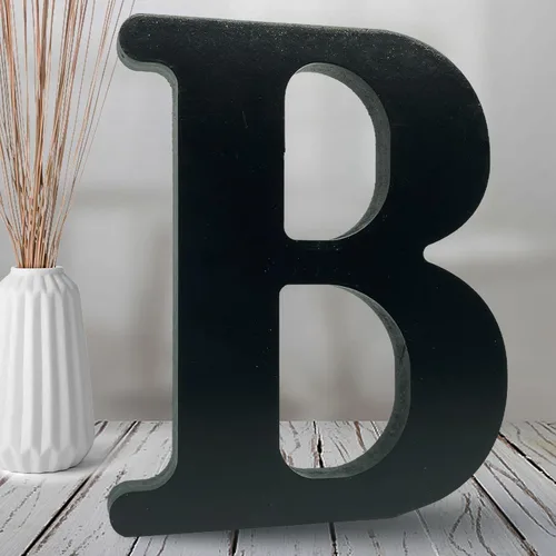 Miniatura 25 de AOCEAN Letras de madera negra de 8 pulgadas Letras de madera sin terminar para decoración de Halloween Letras decorativas de pie Tablero