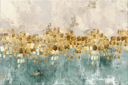Miniatura 17 de DZL Art A74769 - Impresiones en lienzo abstractas para pared, pinturas artísticas azules y marrones, lienzo estirado de madera, enmarcado para sala